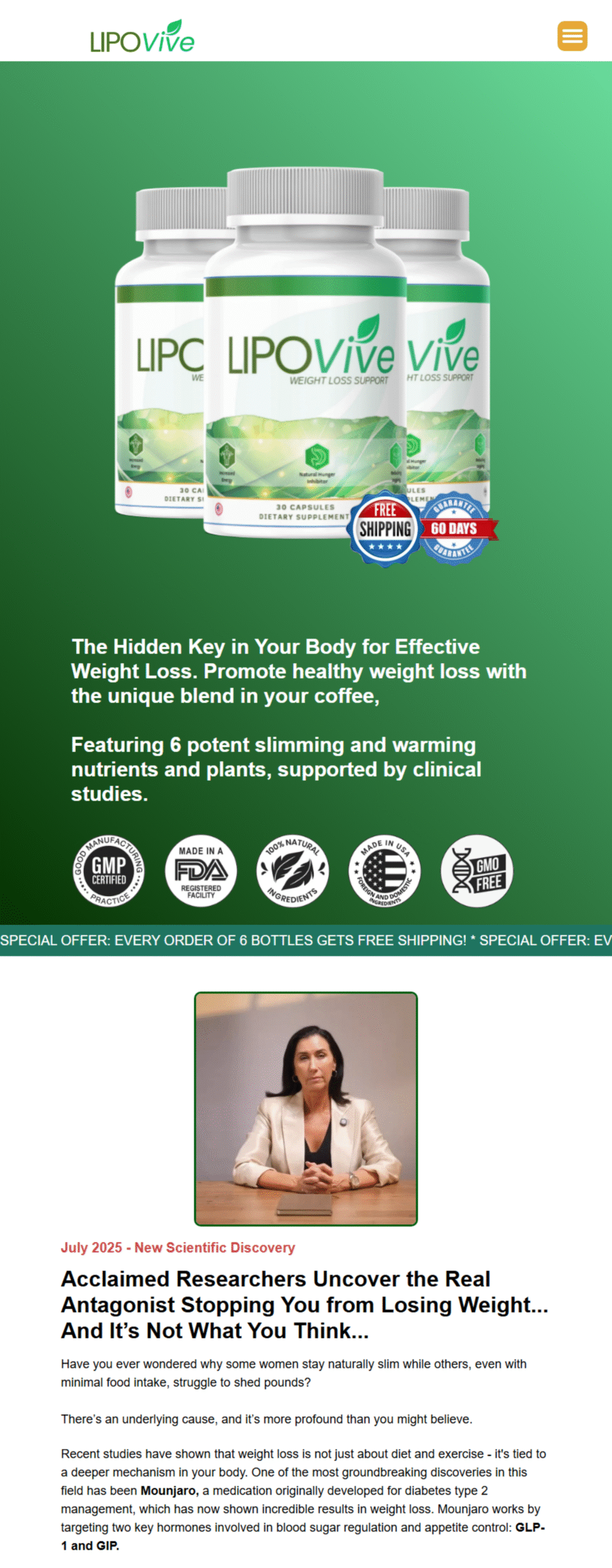 Lipovive liquid fat burner supplement bottle